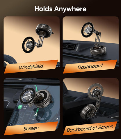 CRUIHOG Car Phone Holder,3-AXIS Telescopic Arm Magnetic Phone Mount, 360° Rotatable & Adjustable & Foldable Vacuum Suction Phone Stand,Phone Holders for Your Car/Dashboard/Windshield/Gym/Mirror
