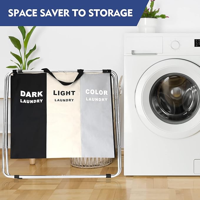 180L Large Laundry Basket, Freestanding Laundry Hamper, Collapsible Tall