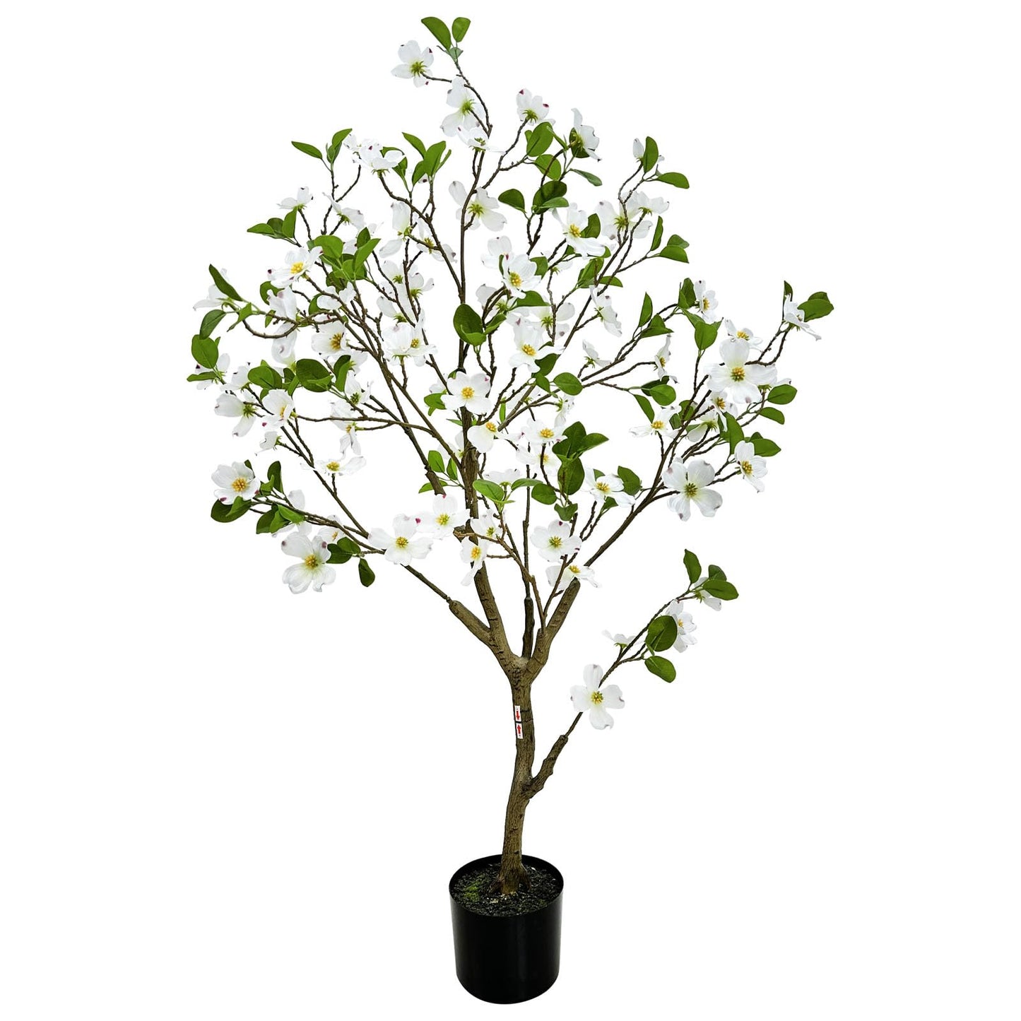 Artificial Dogwood Flower Tree 4ft, Faux Blooming Dogwood Tree with Realistic White Flowers, Potted Fake Tree for Home, Office, Living Room & Indoor Decor (4ft)