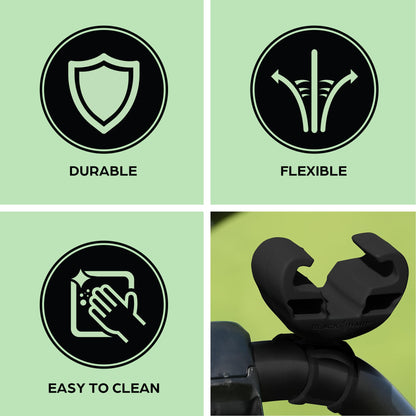 Black Harp Golf Push Cart Phone Holder - Silicone Phone Mount Compatible with Clicgear, Sun Mountain, Caddytek, Rovic, Caddy, Bag Boy & More- Golf Push Cart Accessories for Cell Phones