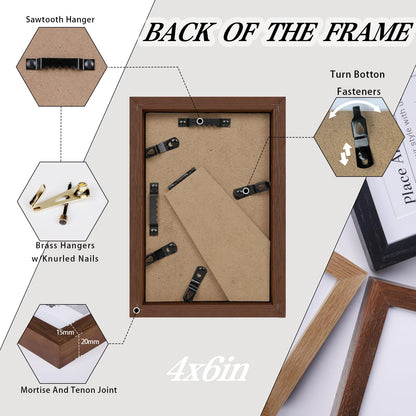 Xzwenru 4x6 Picture Frame,Premium Oak Solid Wooden Photo Frame With HD Glass,Display for 3.5x5 Photo Prints With Mat Or 4x6 Picture Without Mat,For Wall Decor Aesthetic Or Desk Decoration.