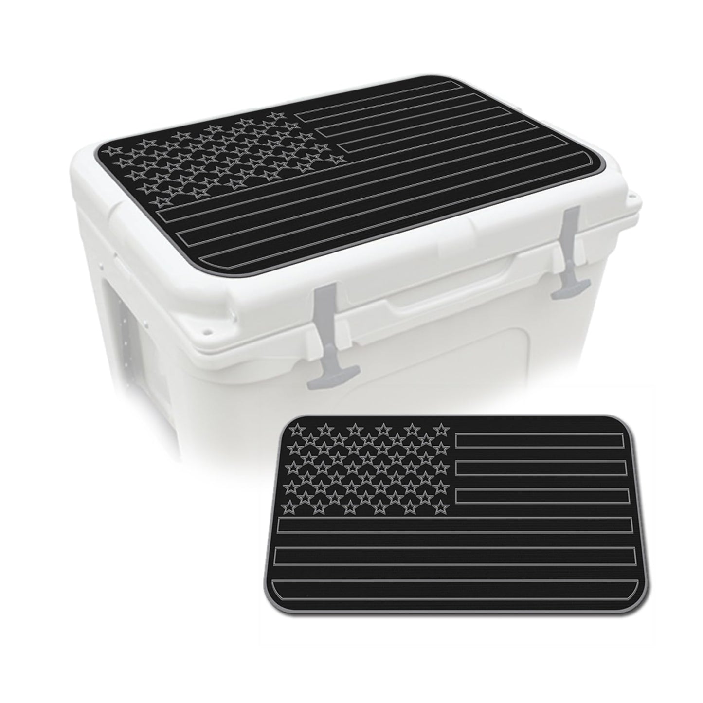USATuff SeaDek EVA Mat Cooler Pad fits YETI 65 Tundra | Peel & Stick Application | Non Slip Comfort Accessories - US Flag (Black-StormGray)