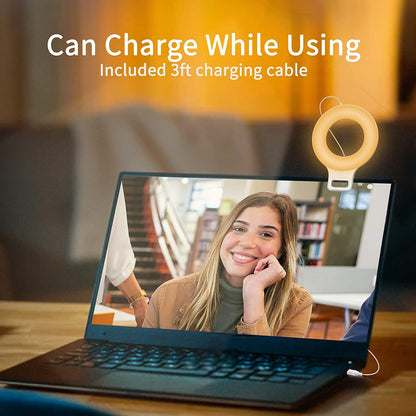 Kimwood 60 LED Rechargeable Clip On Ring Light for Selfie, Phone, Laptop, Tablet (3 Models, 5 Brightness Levels)