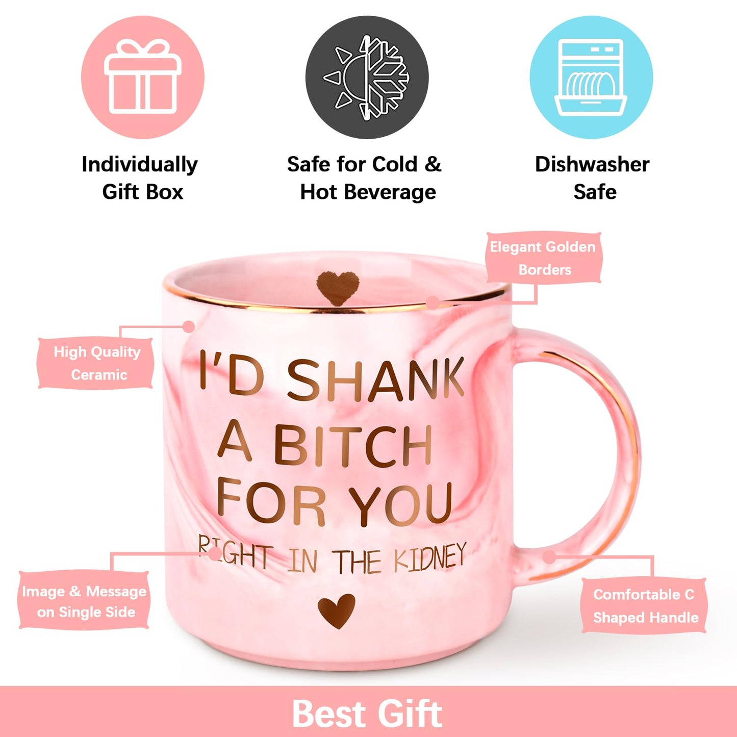 Birthday Christmas Gifts for Women - 12oz Funny Coffee Mug for Best Friend Mom Grandma Wife Aunt Sister Gifts from Sister Stocking Stuffers Valentines Galentines Day Present for Her Girlfriend Besties