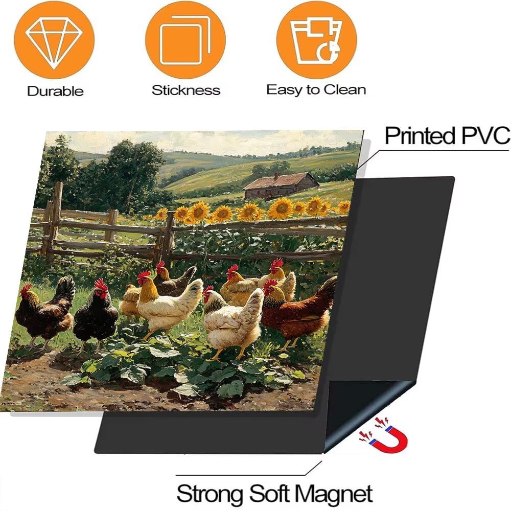 Country Chicken Dishwasher Magnet Cover, Farm Rooster Dishwasher Covers for Front, Magnetic Dishwasher Decal, Kitchen Decorative Fridge Appliances Sticker, 23"x 26"