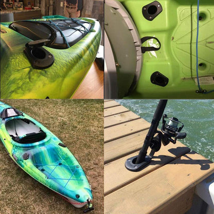 Borogo 2 Pack Kayak Deck Flush Mount Fishing Rod Holders and Cap Cover for Boat, Canoe and Tackle Accessory Tool