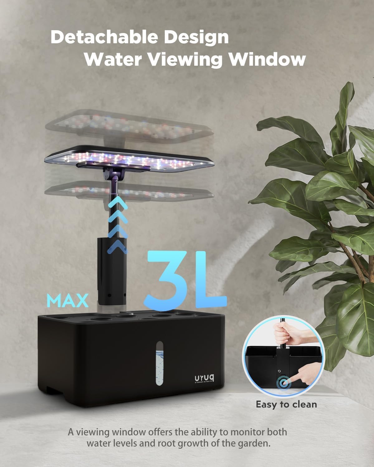 URUQ Hydroponics Growing System Garden: 8 Pods Indoor Herb Garden with Grow Light Plants Germination Kit Quiet Automatic Hydroponic Height Adjustable - Gardening Gifts for Women Kitchen