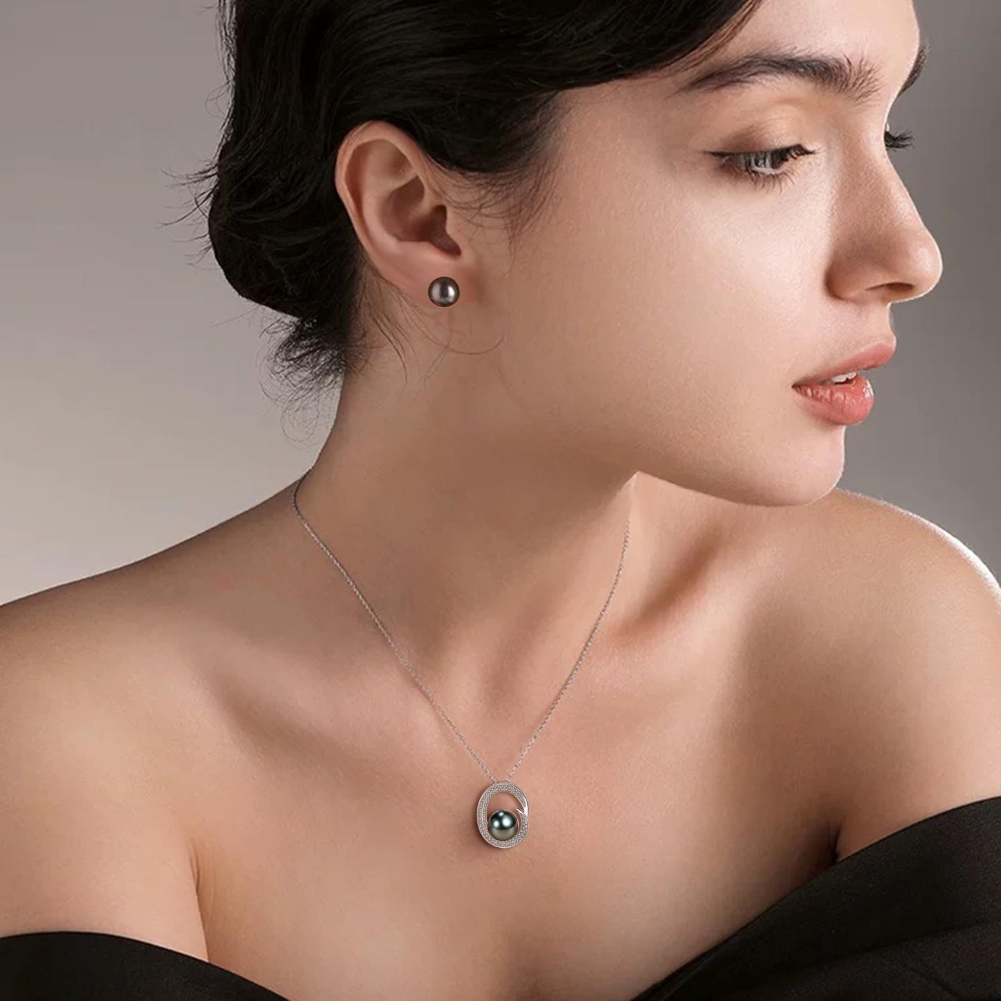 NONNYL Tahitian-Black-Pearl-Necklace-Birthday Gifts for Women Her Mom Wife Girlfriend Grandma on Valentines Mothers Day Christmas Anniversary Romantic Gifts