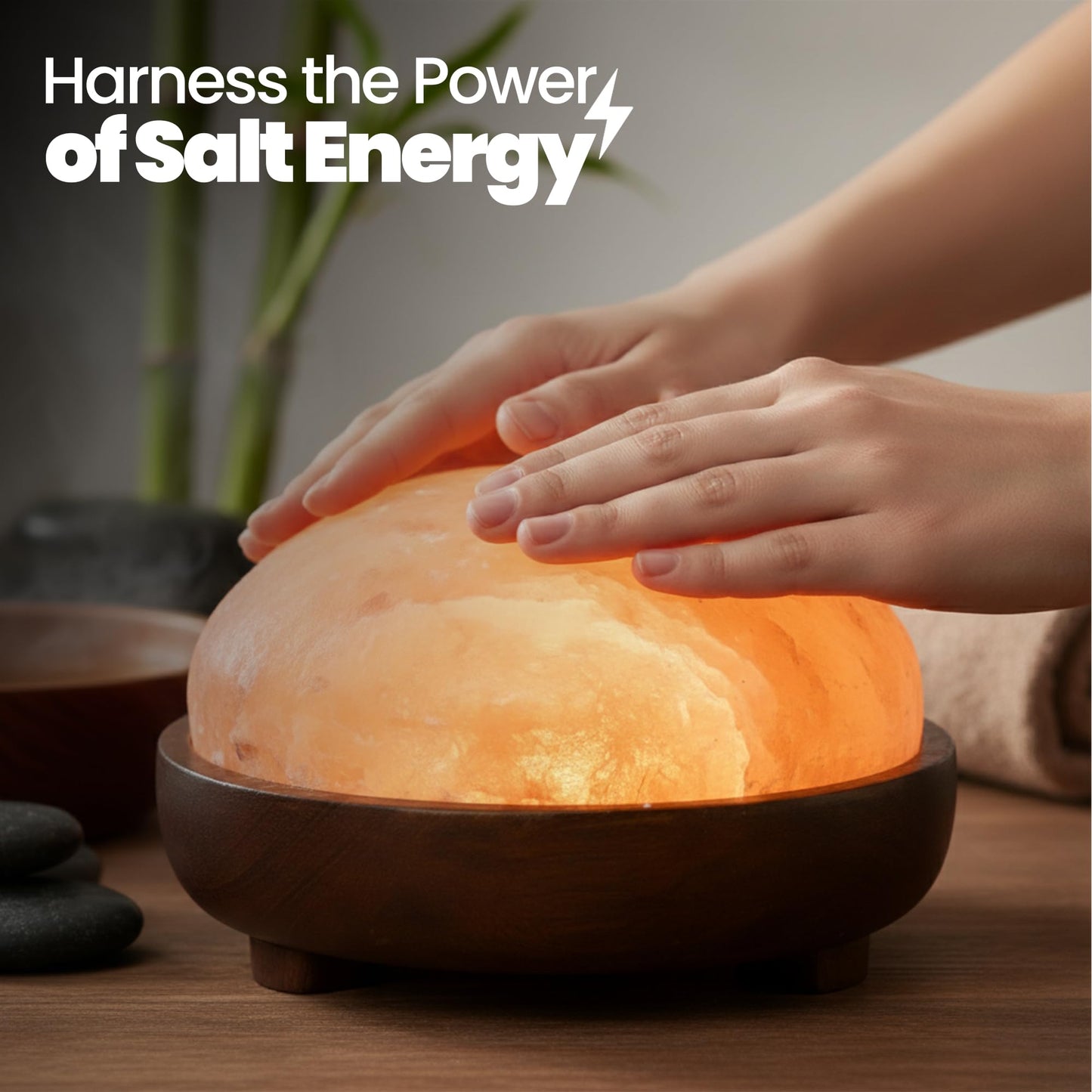 Himalayan Natural Salt Lamp Dome Shape – 8 Inch Detox Lamp for Foot and Hands, with Dimmer Switch, Handcrafted for Relaxation & Wellness