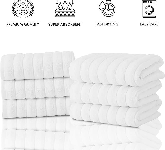 Classic Turkish Towels CTT Premium 6 Piece Hand Towels Set, 100% Turkish Cotton