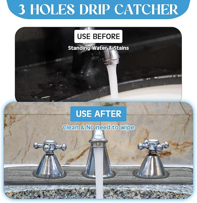 2 Pcs Faucet Mat for Kitchen Sink Splash Guard for Kitchen Sink Faucet Dish
