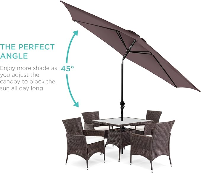 Best Choice Products 10ft Outdoor Table Compatible Steel Polyester Market Patio Umbrella w/Crank and Easy Push Button Tilt
