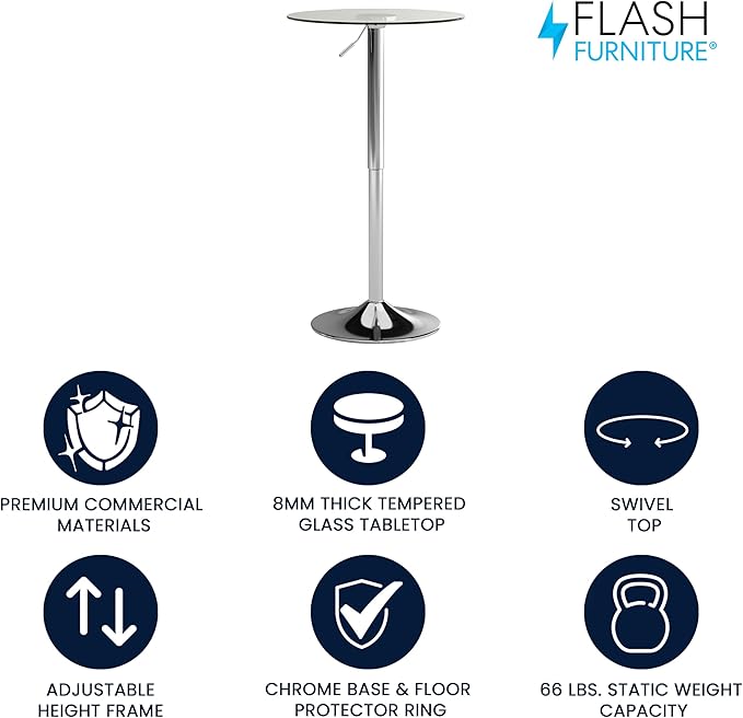 Flash Furniture Chad 23.5'' Round Glass Cocktail Table