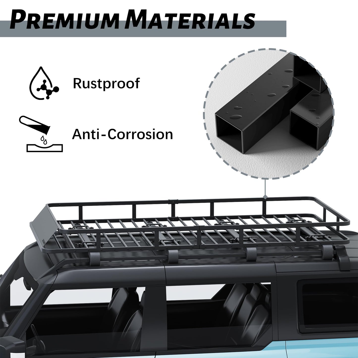 HongTaok 85" x 45" x 6" Universal Roof Rack, Extra Wide Rust-Proof Roof Cargo Basket for SUV, Heavy Duty Steel Rooftop Cargo Carrier, Car Top Luggage Holder 150LBS Capasity, Easy Assembly, Black