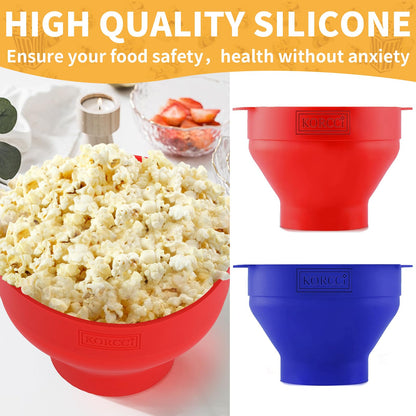 The Original Korcci Microwaveable Silicone Popcorn Popper, Microwave Popcorn Popper, Collapsible Microwave Popcorn Maker Bowl, No Oil Required, Use In Microwave, Dishwasher Safe (Blue)
