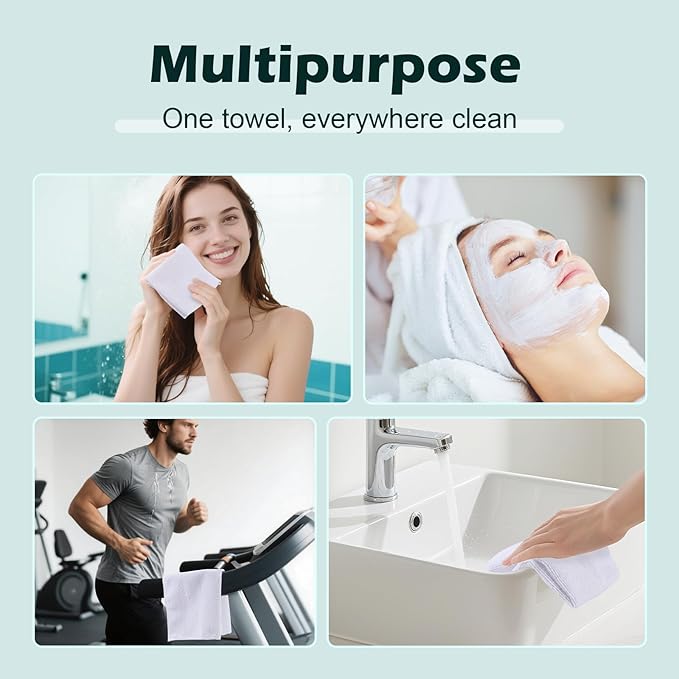 White Washcloths Bulk 50 Pack, Highly Absorbent & Quick Drying Face Towels