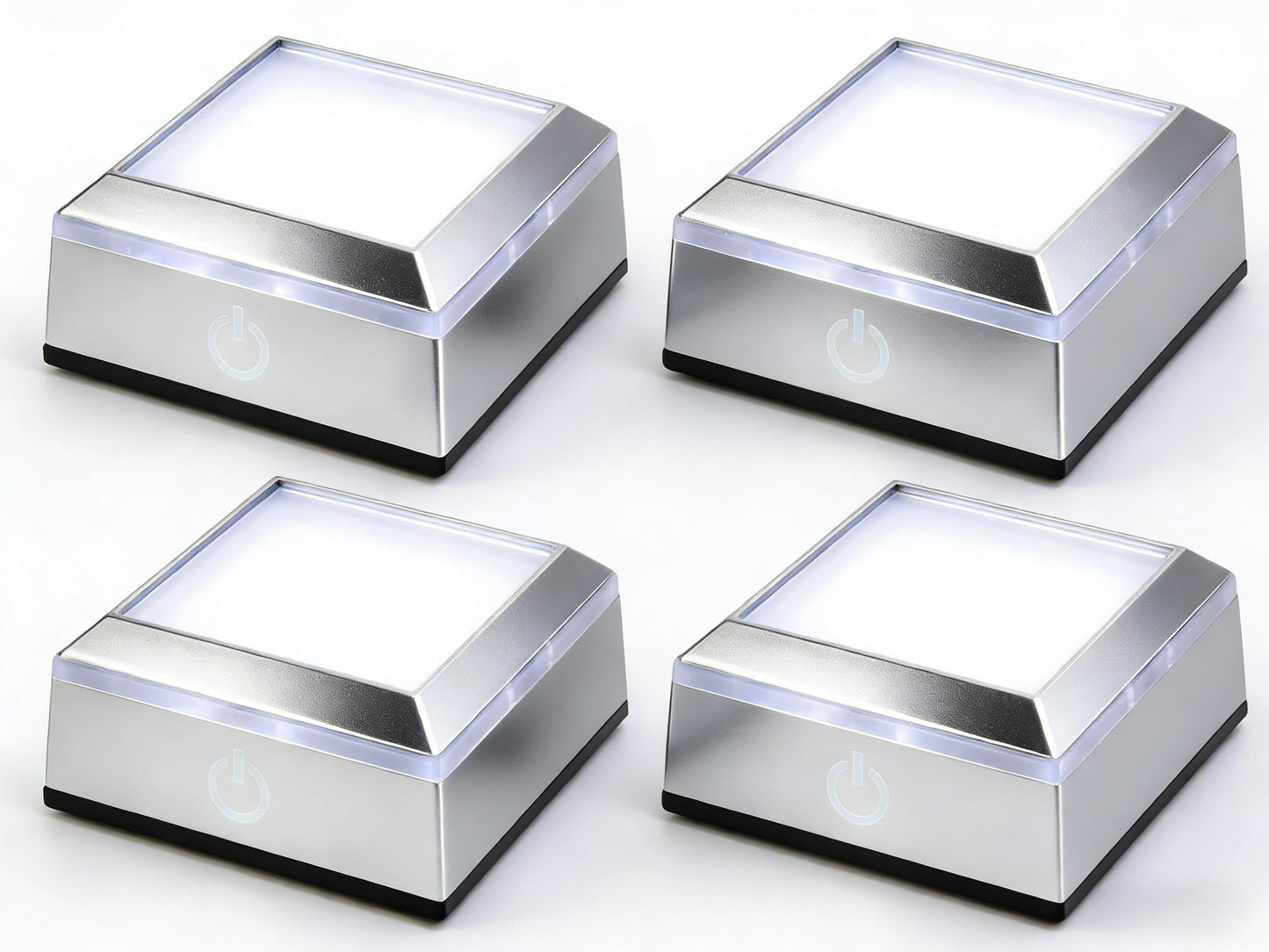vskikris Museum-Style Lighting Base for Feng Shui Crystals - USB/Battery Operated LED Platform for Window Display & Tabletop Decor Set of 4 -no Cubes