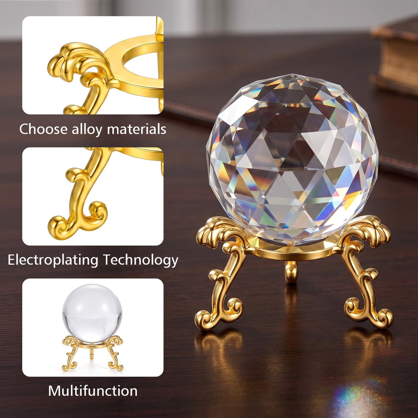 20pcs Gold Crystal Ball Stand Sphere Holder for 40mm-80mm Crystal Balls Sphere Display Holder Easter Egg Display Stand for Home Office Party Decor DIY Art Craft Displaying CrystalsGlass Natural Stone