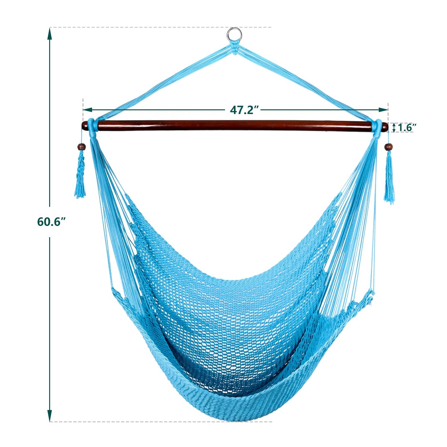 Bathonly Large Hammock Chair with Spreader Bar, Caribbean Hammock Swing Chair with Stand, XL Hammock Chair Outdoor Indoor, 330 LBS Weight Capacity