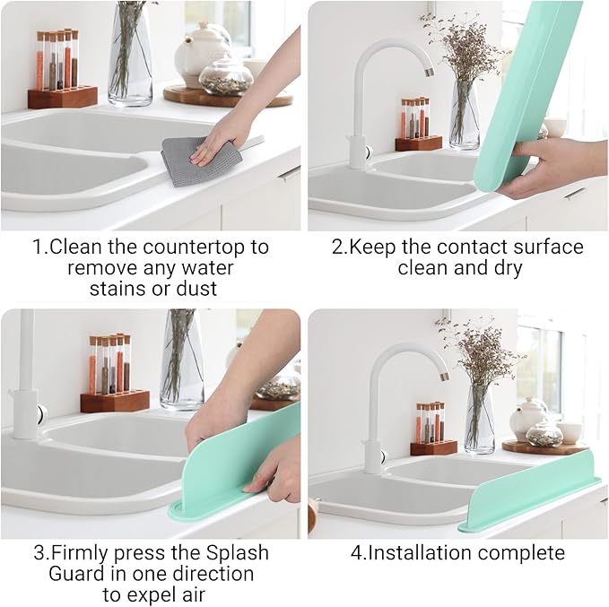 19.29 inch Kitchen Sink Splash Guard, Silicone Sink Baffle Splash Guard