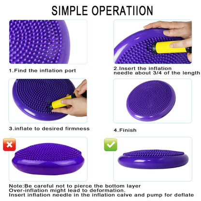Nvzi Wobble Cushion, Balance Disc, Wiggle Seat, Balance Pads for Physical Therapy, Stability Disc, Wobble Board for Dogs, Office, with Spiky Massage Ball(Purple)