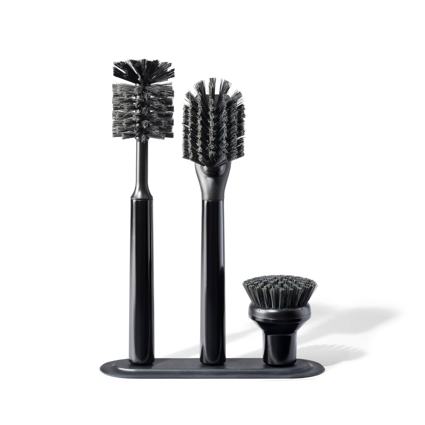 Curio Home Goods Ionic Brush Set, Magnetized to Stand Upright, Stainless Steel with Replaceable Heads, Onyx/Black