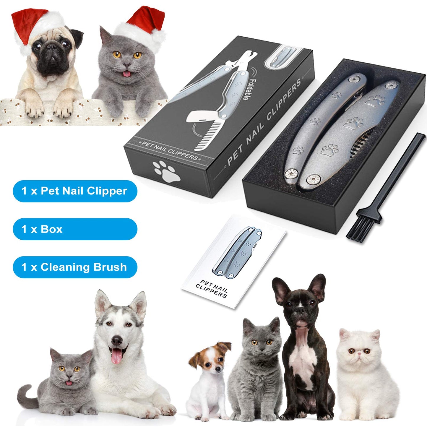 Best Dog Nail Trimmer for Anxiety Sensitive Dog, Quiet Sharpest Smoothest Dog Nail Clippers for X Large Medium Small Size Breed, Heavy Duty Metal Dog Nail Grinder for All Dogs with Thick Toenail
