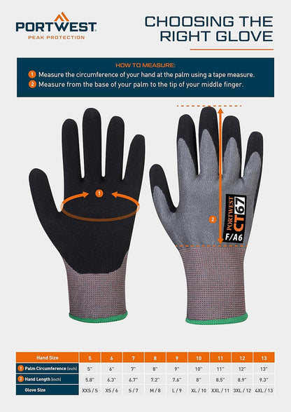 Portwest A722 Durable Anti Impact Cut Resistant Glove Grey/Black, Large