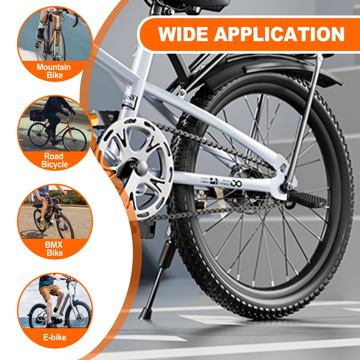 1 Pair Bike Rear Pedals,Mini Folding Bicycle Foot Pegs, Non-Slip Bicycle Footrests,Rear Seat Footrest Pedals for Mountain Bike E-Bike