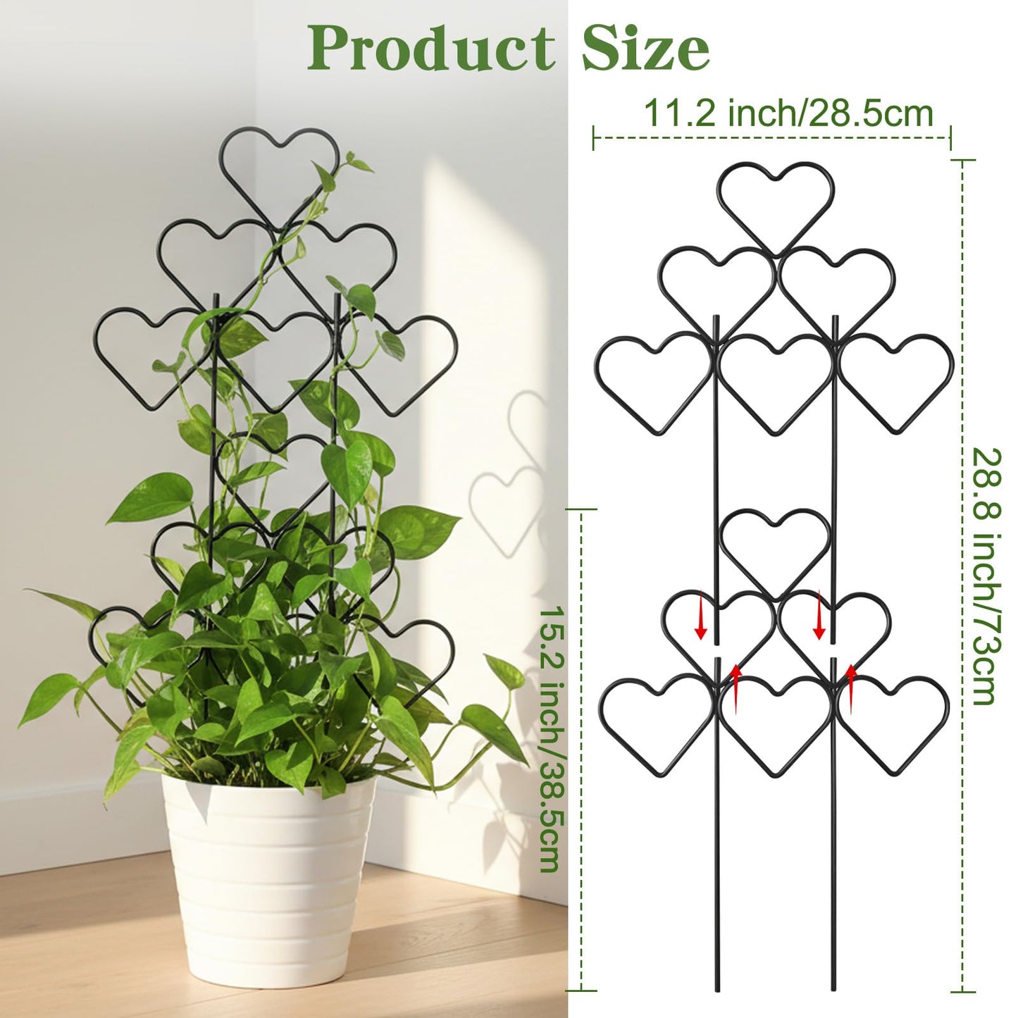 ZOUTOG 15 Inch Trellis for Climbing Plants Outdoor 9 Pack,Rustproof Metal Garden Trellis for Potted Plants,Sturdy Houseplant Support Indoor Outdoor for Ivy Pothos Monstera Hoya Flower Vine