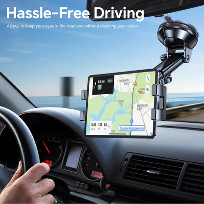 Tablet Holder for Car iPad Holder for Car【Windshield+Dash】Suction Cup ipad Mount for Truck Stand【360° 】Tablet Car Mount soporte de telefono para carro for All 4.7"-12.9" Apple iPad Samsung Galaxy Tab