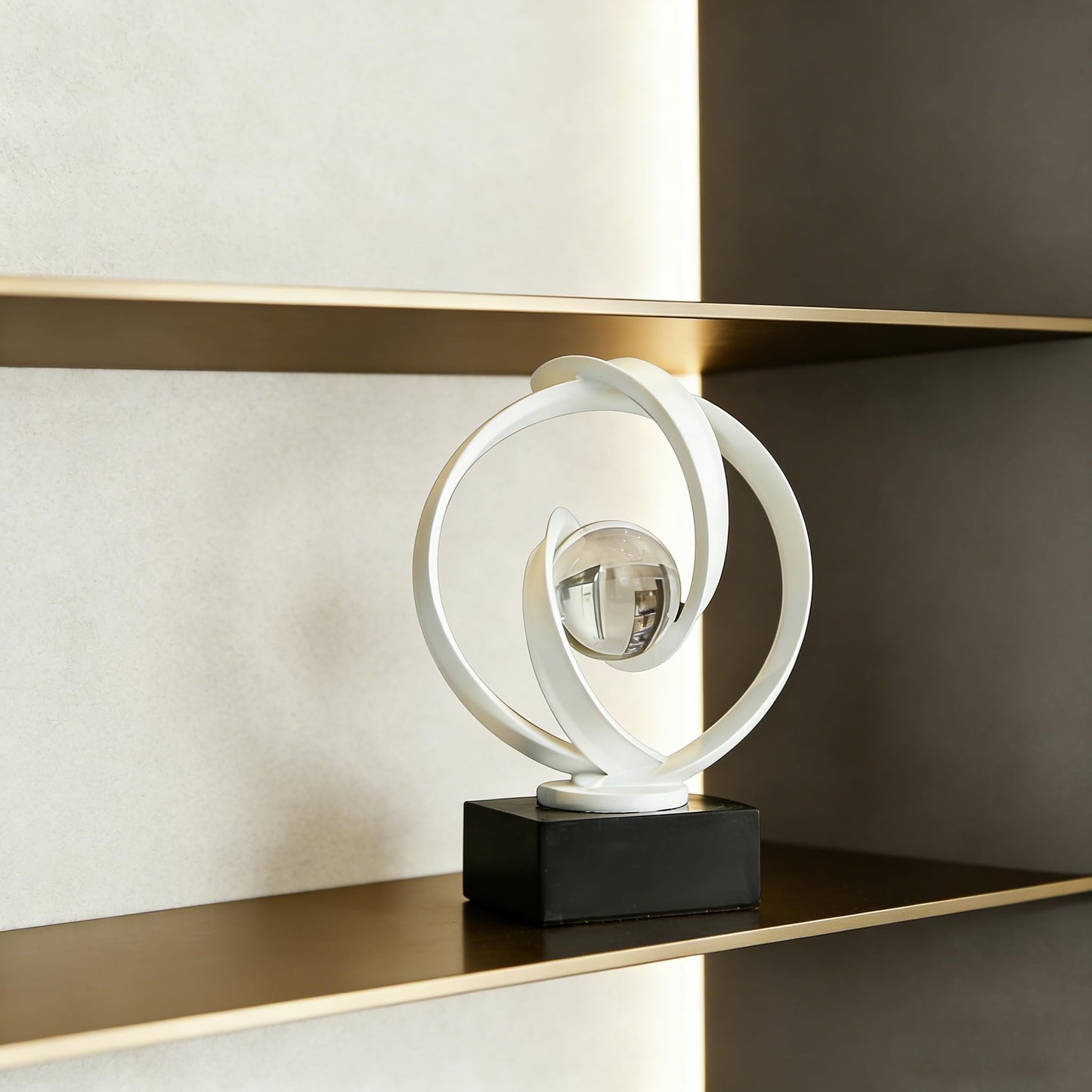 AWNR Gold Abstract Sculpture House Decor Aesthetic - Home Décor Accents for Nightstand, Shelves, Dining Room, Entryway Table, Office, Desk Accessories (White)