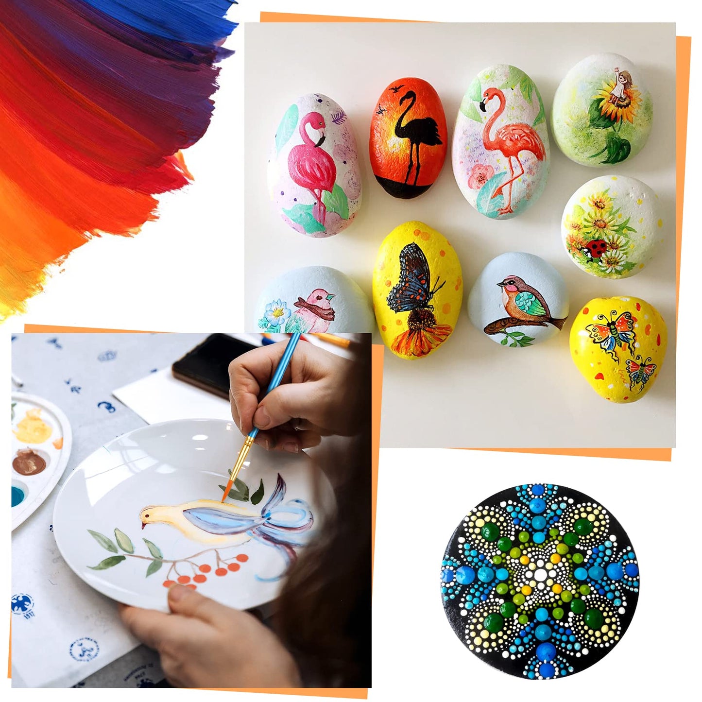 20 Pcs Paint Brushes, Acrylic Painting Brush Set, Watercolor Brushes, Acrylic Brushes for Oil Watercolor, Miniature Detailing, and Rock Painting
