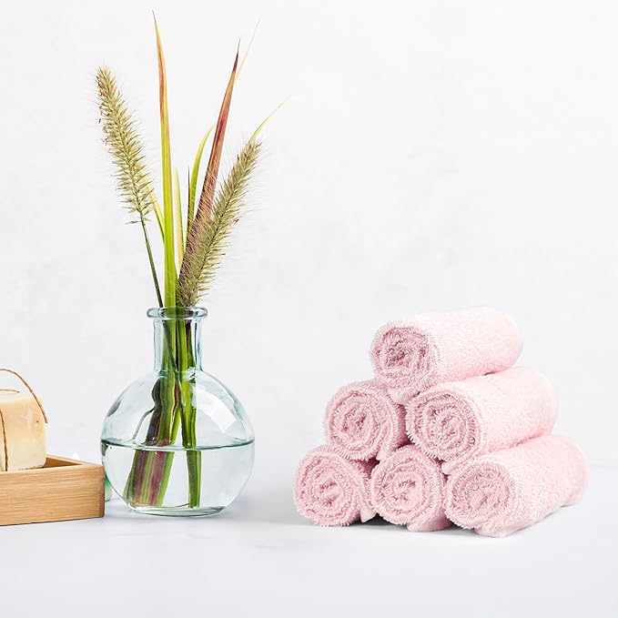 Amazon Basics washcloth for Bathroom, 100% Cotton Extra Absorbent, Fast Drying