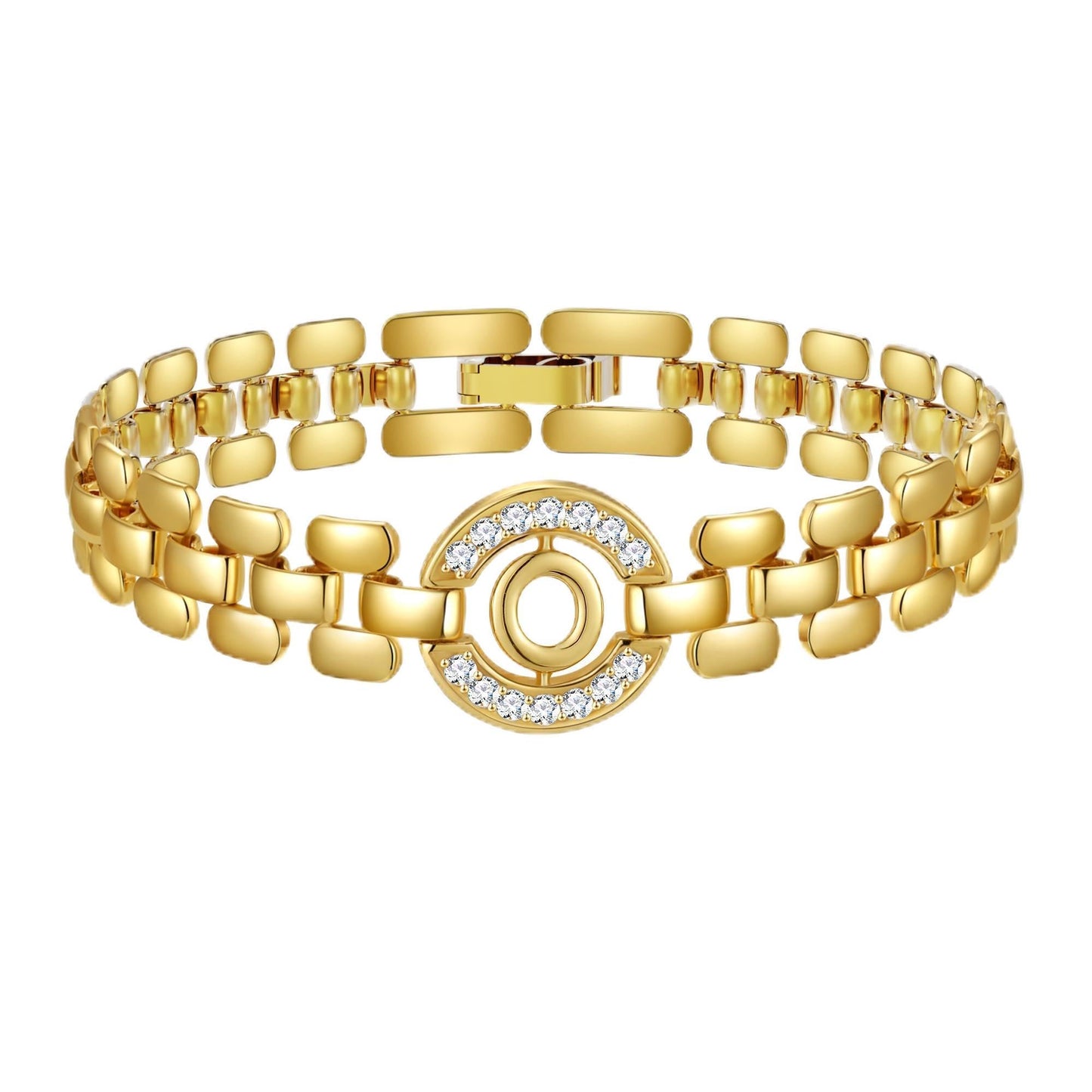 WEDDINEN Initial Bracelet,14K Gold Plated Letter Bracelets for Women, Thick Bangle Wrist Gold Alphabet Bracelet for Women, Christmas Gifts for Women Jewelry Initial O Charm Chain