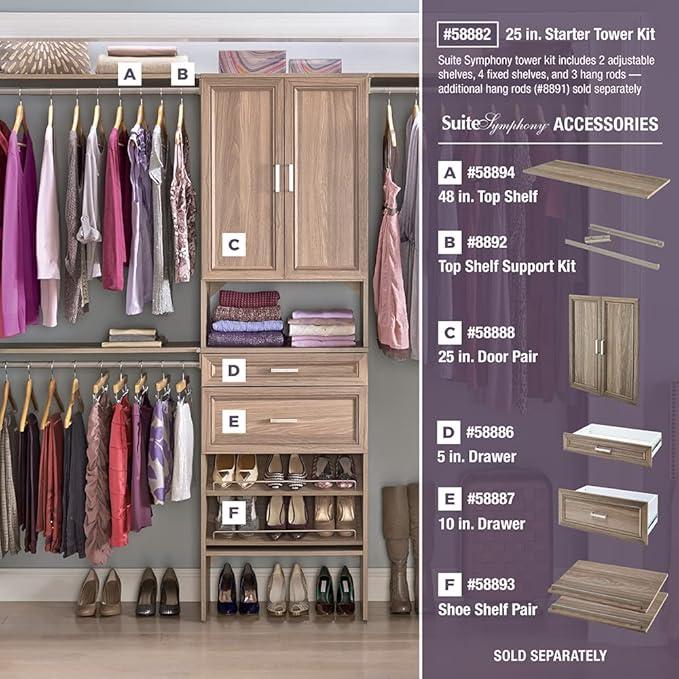 ClosetMaid SuiteSymphony Wood Closet Organizer Starter Kit