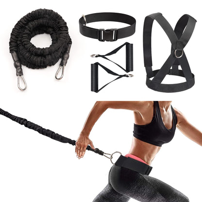 Sunsign Resistance Running Training Bungee Band, Bungee Resistance Cord Set, Long Resistance Band, Lateral Movement Sprint Overspeed Training Fitness for Fast, 9.8ft-Black