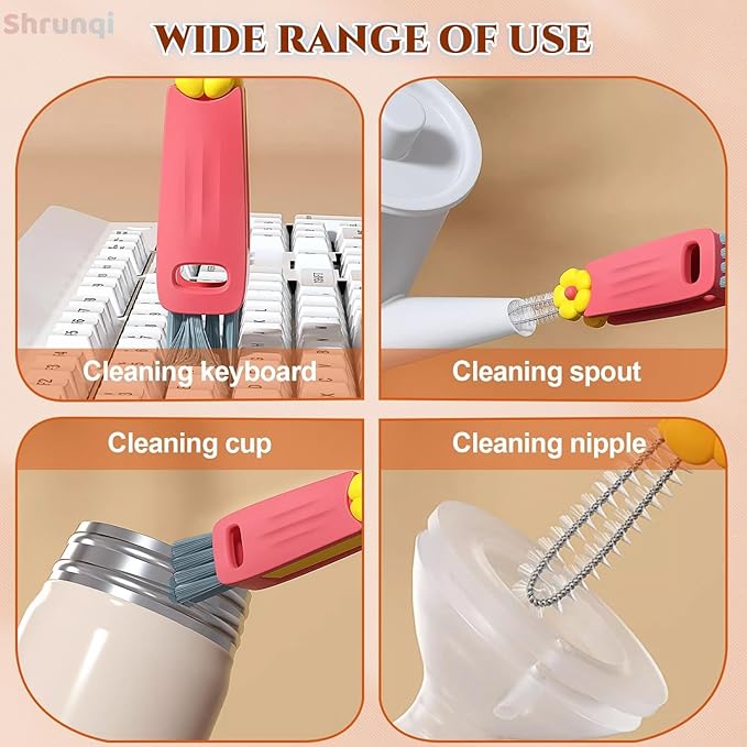 3 in 1 Cup Lid Cleaning Brush, 3 in 1 Multifunctional Cleaning Brush Portable