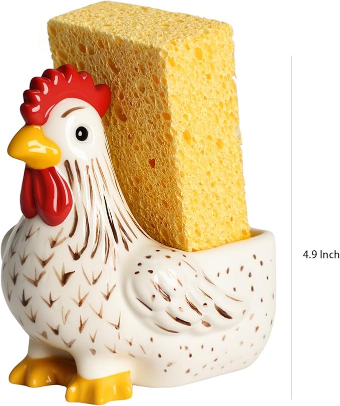 Ceramic Retro White Rooster Shape Sponge Holder