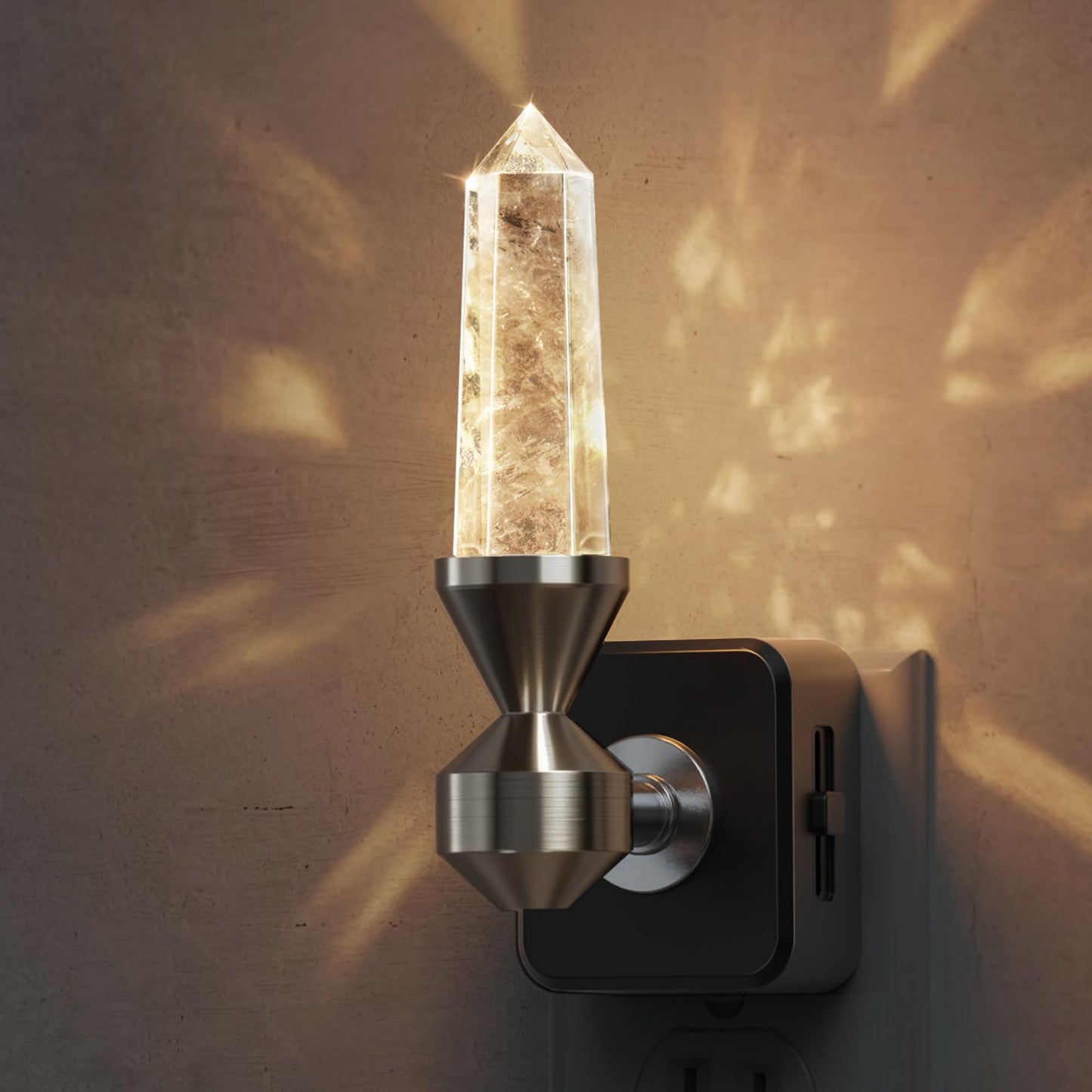 L LOHAS LED Night Light: Night Lights Plug into Wall, Dimmable Night Light Aesthetic Crystal, Warm Light 3000K, Dusk to Dawn Sensor, Healing Stone Decorative Nightlight for Home Living Room