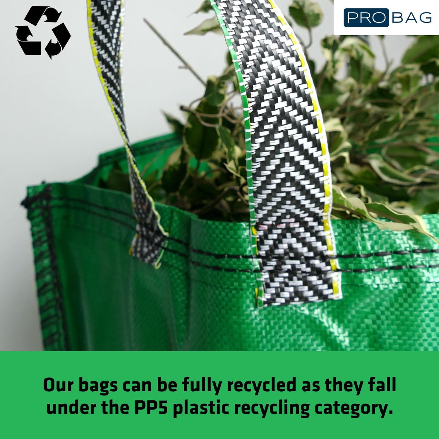 Garden Waste Bags - 120 Litre - 1 to 5 Sacks - PREMIUM GRADE - Industrial Fabric and Handles - Heavy Duty Garden/Green Waste Sacks (3 sacks)
