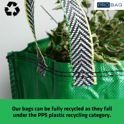 Garden Waste Bags - 120 Litre - 1 to 5 Sacks - PREMIUM GRADE - Industrial Fabric and Handles - Heavy Duty Garden/Green Waste Sacks (3 sacks)