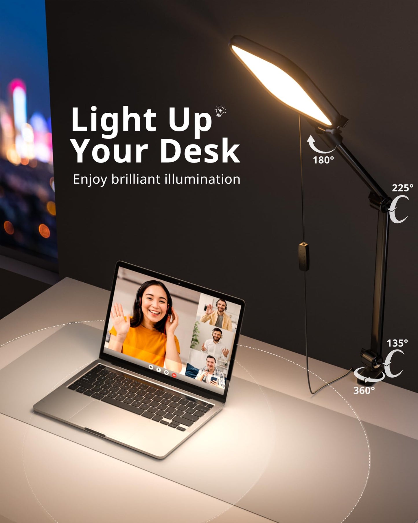 UBeesize Streaming Light, 8" Ring Light for Desk with Clamp and Adjustable Arm, Zoom Lighting for Computer, Video Conference Lighting for Home Office, Video Calls, Streaming, Podcasting