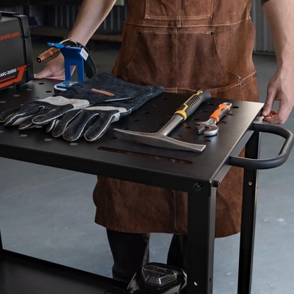 YESWELDER Welding Table Workbench 36x18 Inches, 1200 lb Load Capacity, Hook Side Panel, Handle, Brake Wheels - Sturdy and Versatile Welding Table