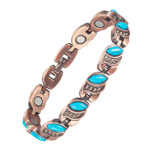 MagVIVACE Women Copper Magnetic Bracelet for Arthritis, Pure Copper Jewelry, Lymph Detox Bracelets with 3500 Gauss Magnet(C)