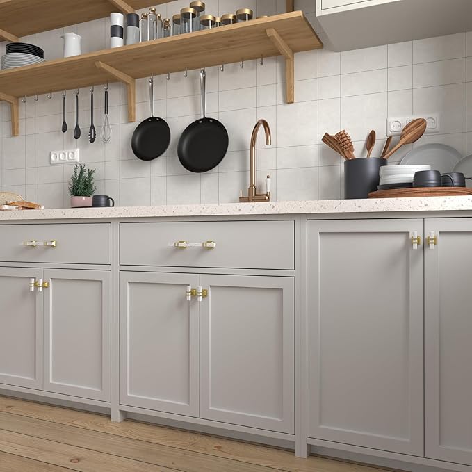 Rergy Cabinet Handles Marble Drawer Pulls and Knobs, T-Bar Hardware