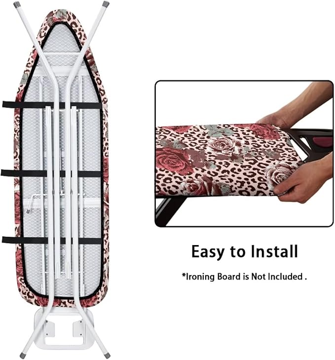 Leopard Print Flower Ironing Board Covers Standard Washable Ironing Board