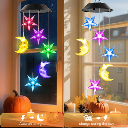 Birthday Gifts for Women Mom Grandma Her Wife, Winzwon Solar Lights Outdoor Wind Chimes for Outside Garden Yard Patio Porch Deck Hanging Decor, Moon and Star Gifts for Mothers Day