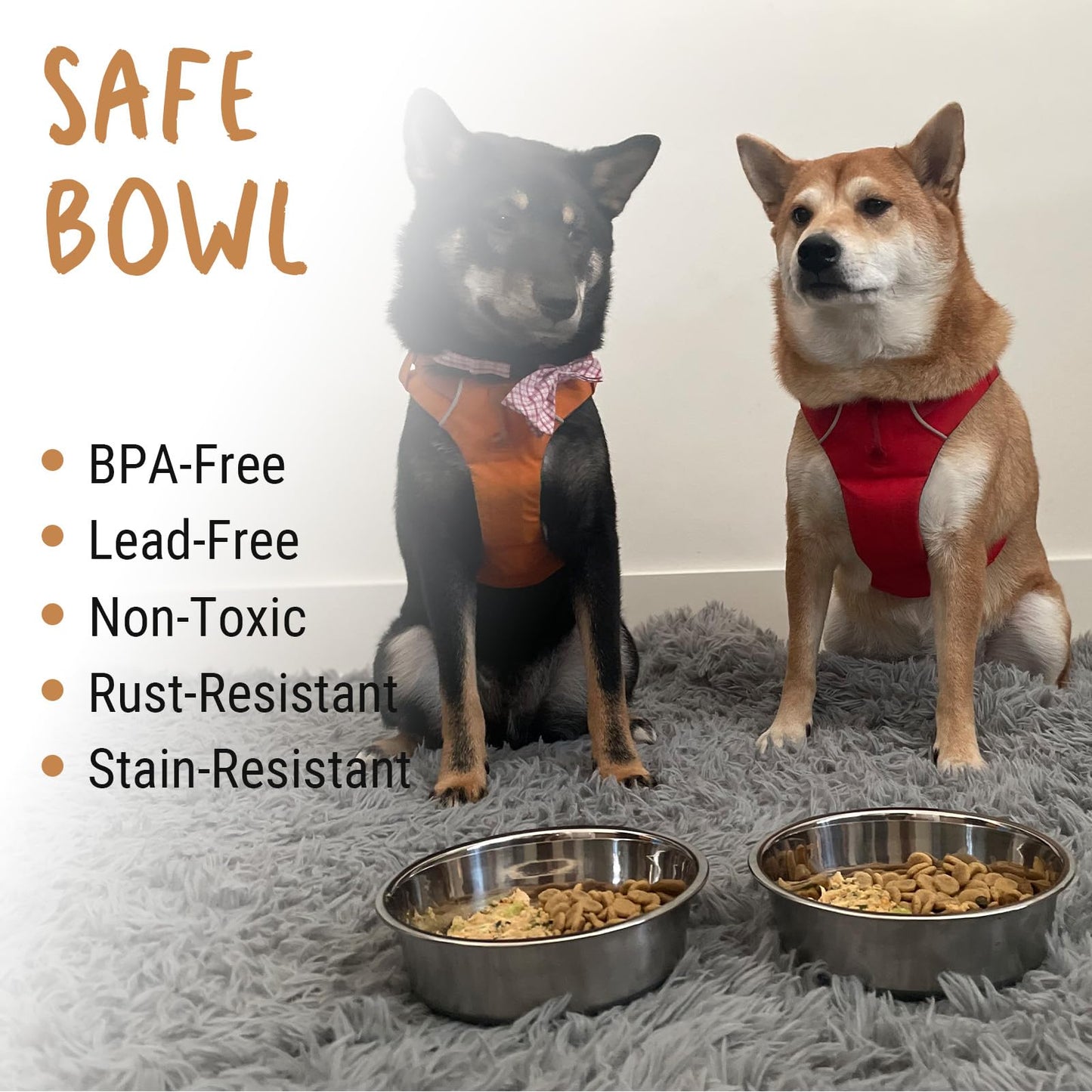 PEGGY11 Stainless Steel Metal Dog Bowls, 900 ml, 2 Pack