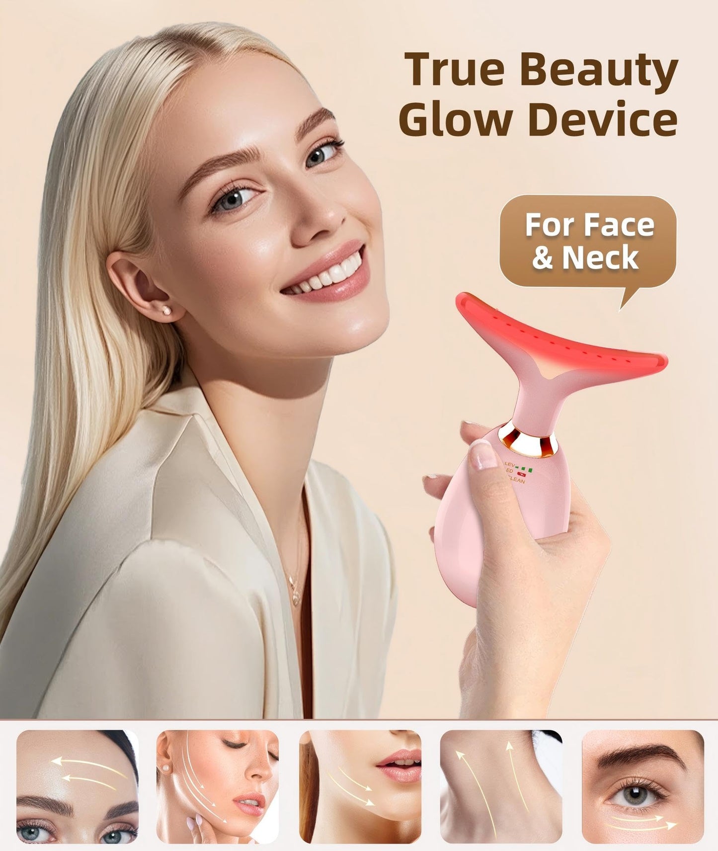 Red-Light-Therapy-for-Face and Neck, 7 Color Light Based Facial Massager, Portable Skin Care Tool (Black)